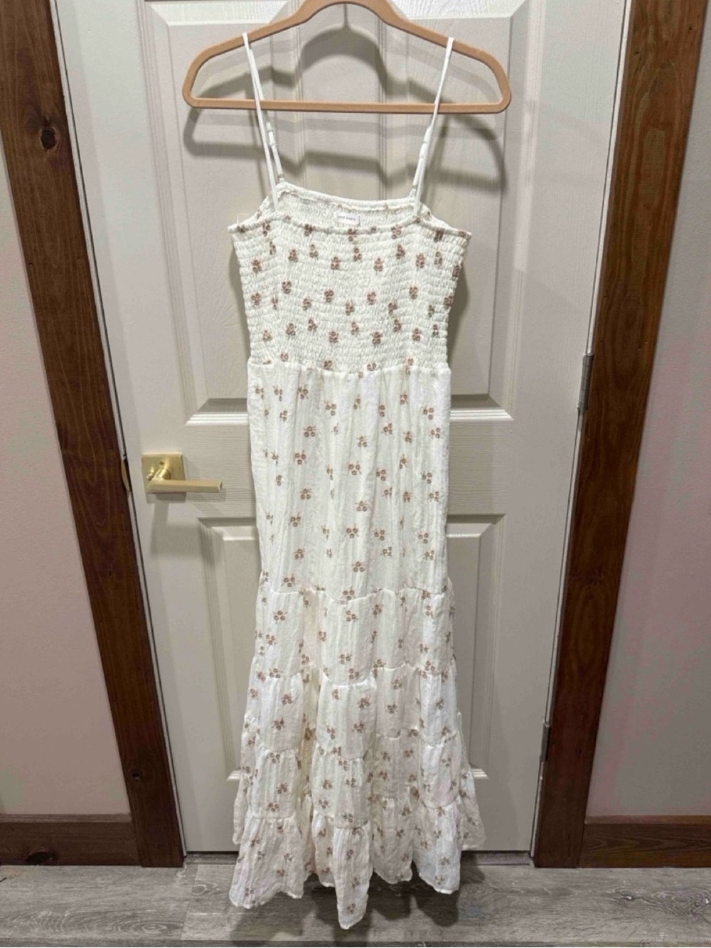 Altar'd State Cream Floral Smocked Maxi Dress